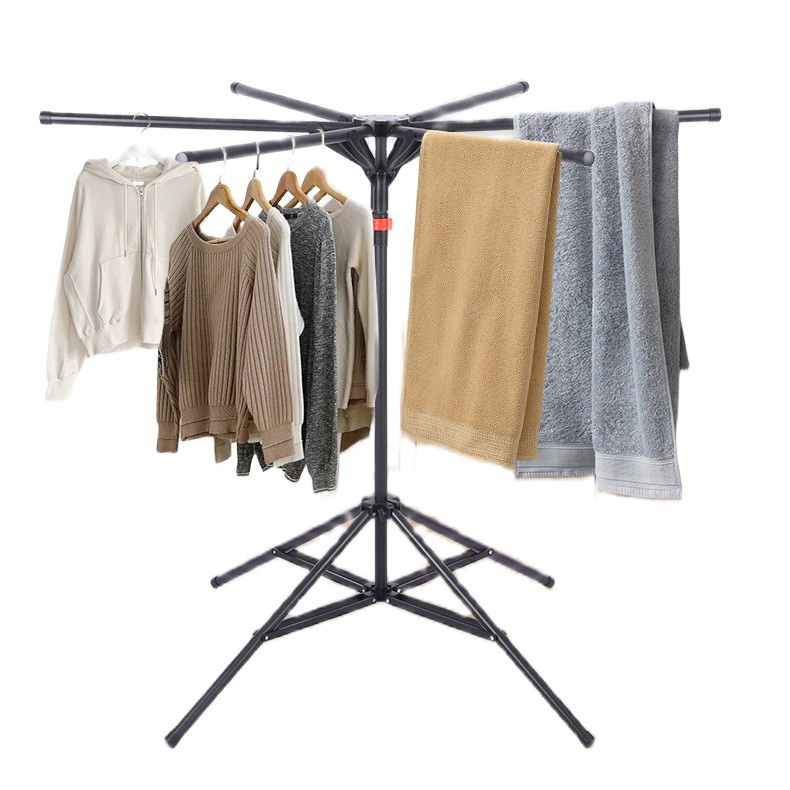 Kovový stojan na sušení prádla s 20 háčky a klipy na ponožky, pro vnitřní i venkovní použití
