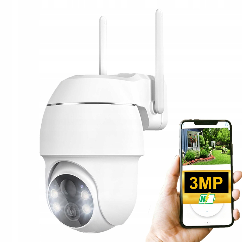 Vnitřní a venkovní otočná kamera Outdoor WiFi akumulátorová 3MPX