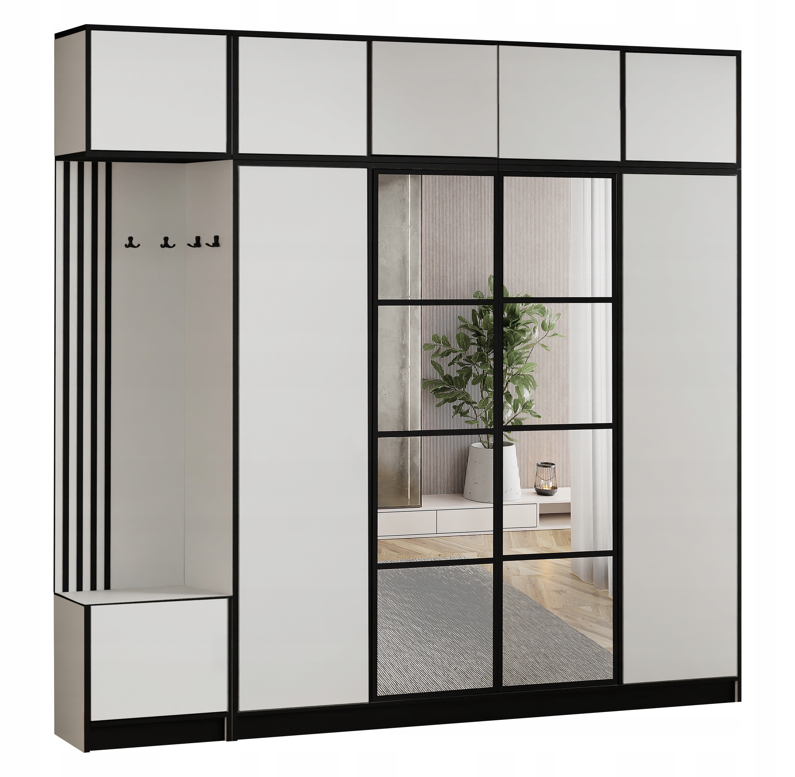 Šatní skříň Costa 15 bílá, sedák s nástavcem