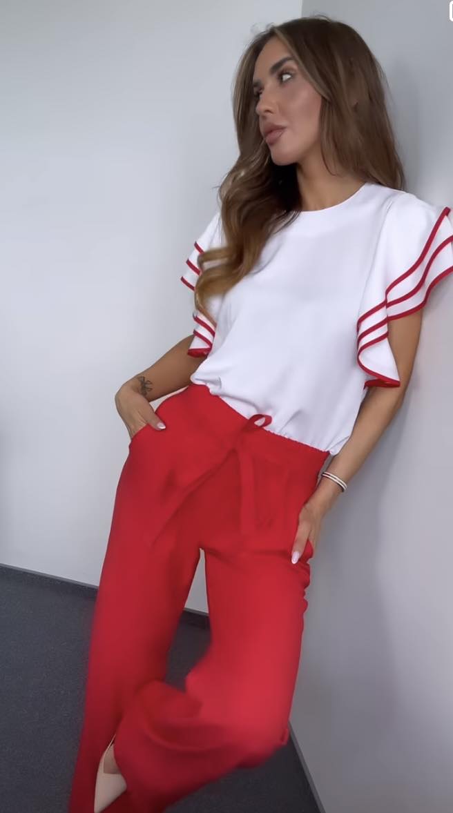 Červené viskózové kalhoty 0857 Lalous vel S