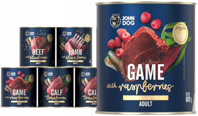 Berry Line mokra karma dla psa Dzik Z Malinami John Dog 6x800 g