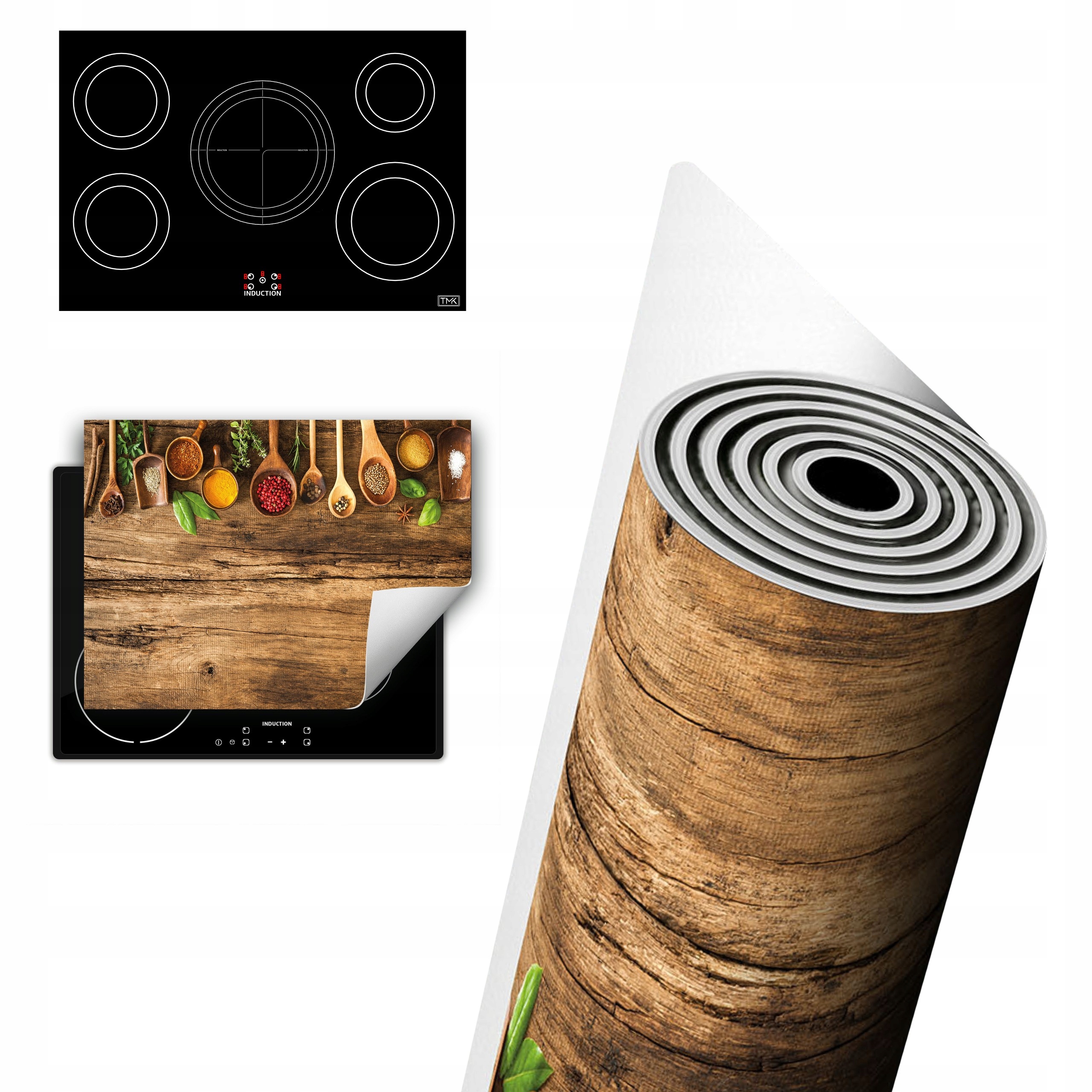 Vinylová Ochrana Na Indukci Pracovní Deska 80x52 Dřevo koření