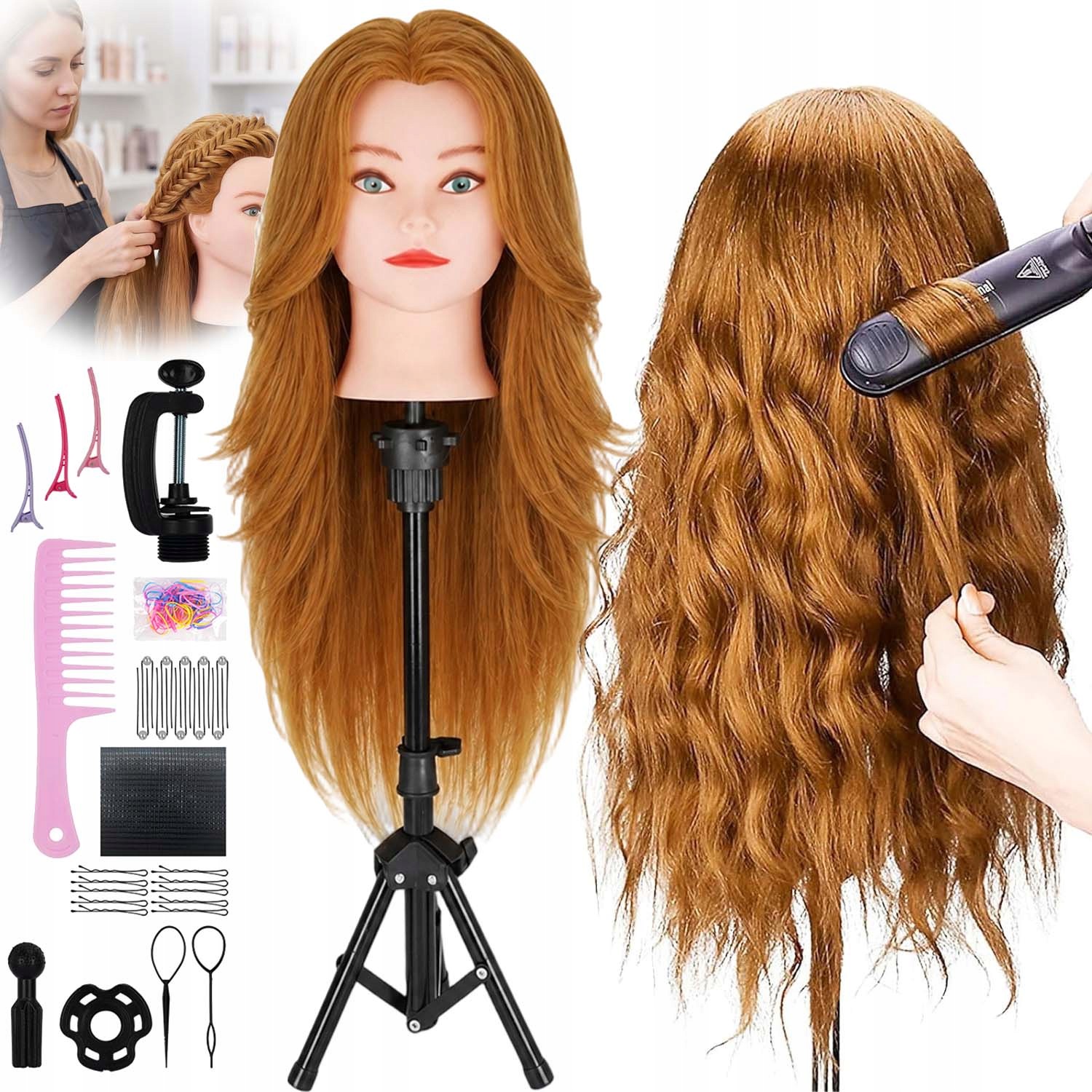 Hlava Kadeřnické Tréninkové Hlavy Pro Česání Diy Stylingu Vlasů 71 CM