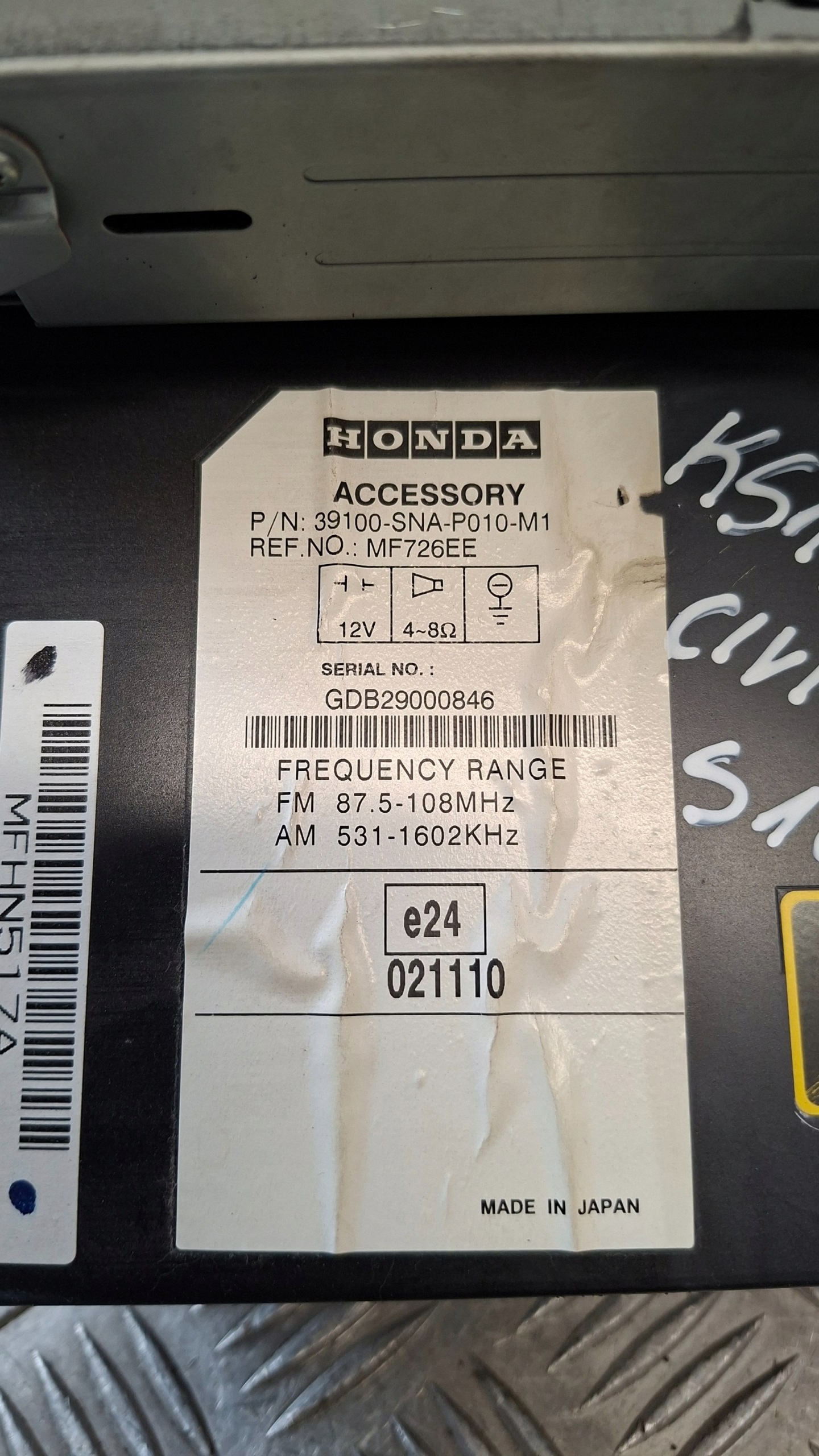 RADIO industrial HONDA CIVIC VIII