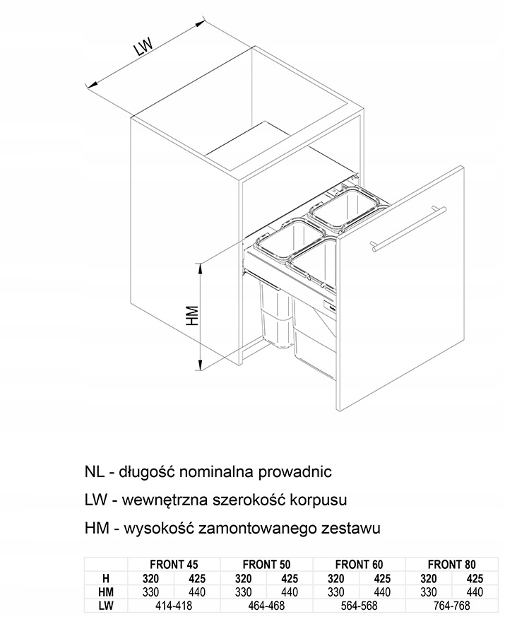 sortownik szuflada segrego pojemnik 80 h 32 l- 48 Marka Rejs