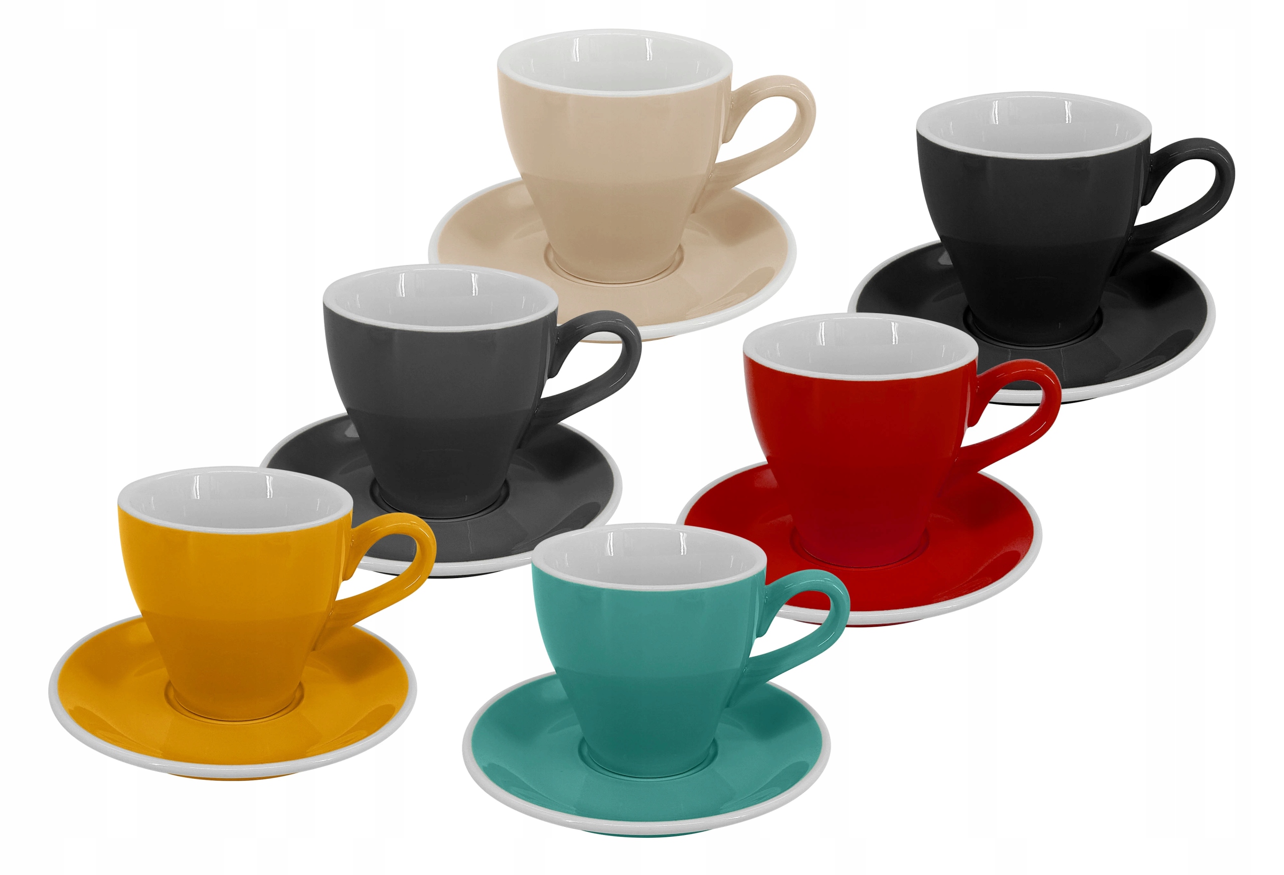 Set 6 ks Latte šálek s podšálkem Milano, 220 ml, mix barev