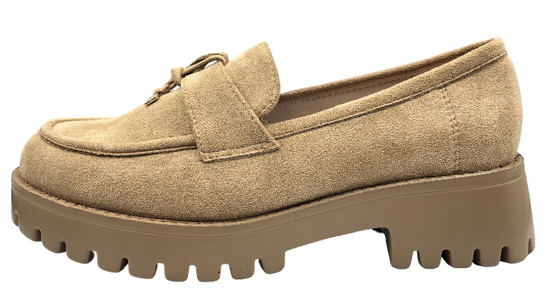 PÓŁBUT MOKASYN BEIGE ZAMSZOWY GOODIN PLATFORMA XR358 38