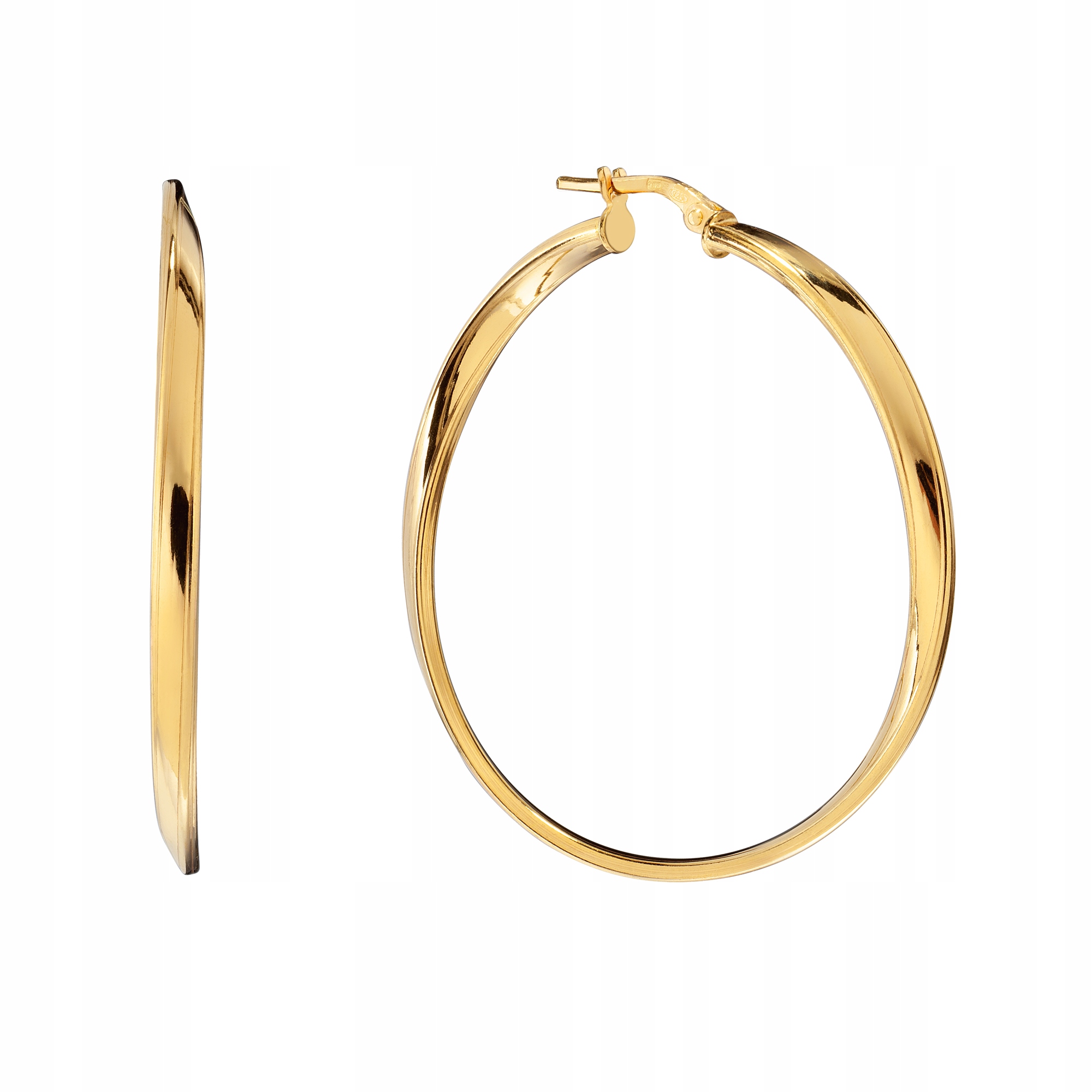 Kolczyki Pozłacane Dmuchane Skręcone Koła Duże 4,6cm Srebro 925 18K Sadva