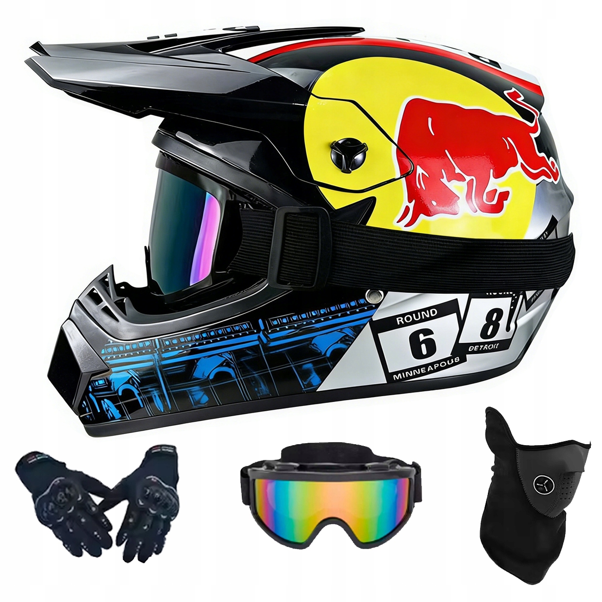 Helma Na Elektrickou Koloběžku Cross Enduro Quad Bmx Helma Brýle Rukavice M