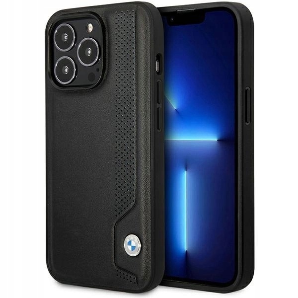 Etui Bmw Leather Blue Dots na iPhone 14 Pro czarne