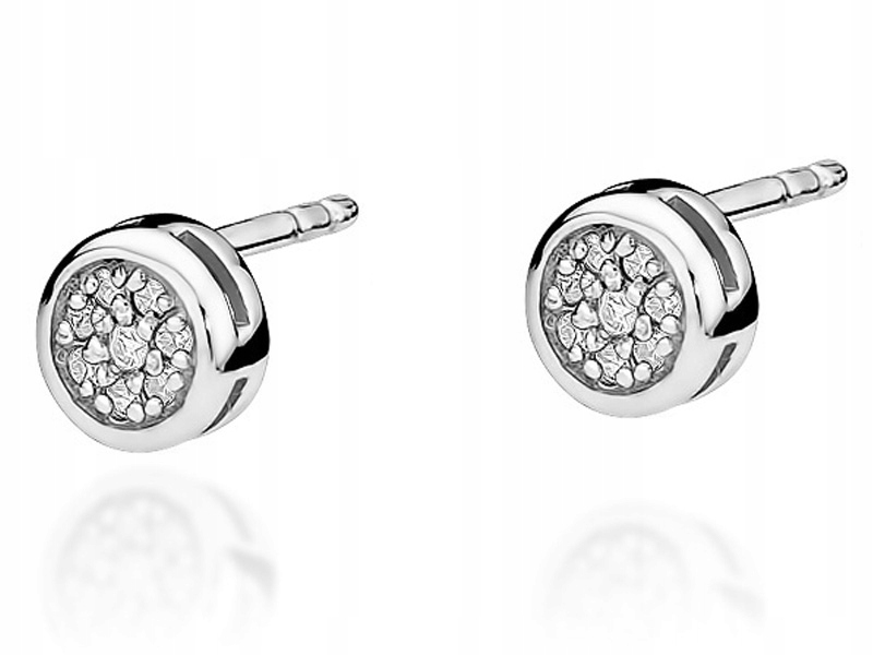 Zlaté náušnice 585 Kulaté S Brilianty 1,30 g s diamanty na tyčince, módní