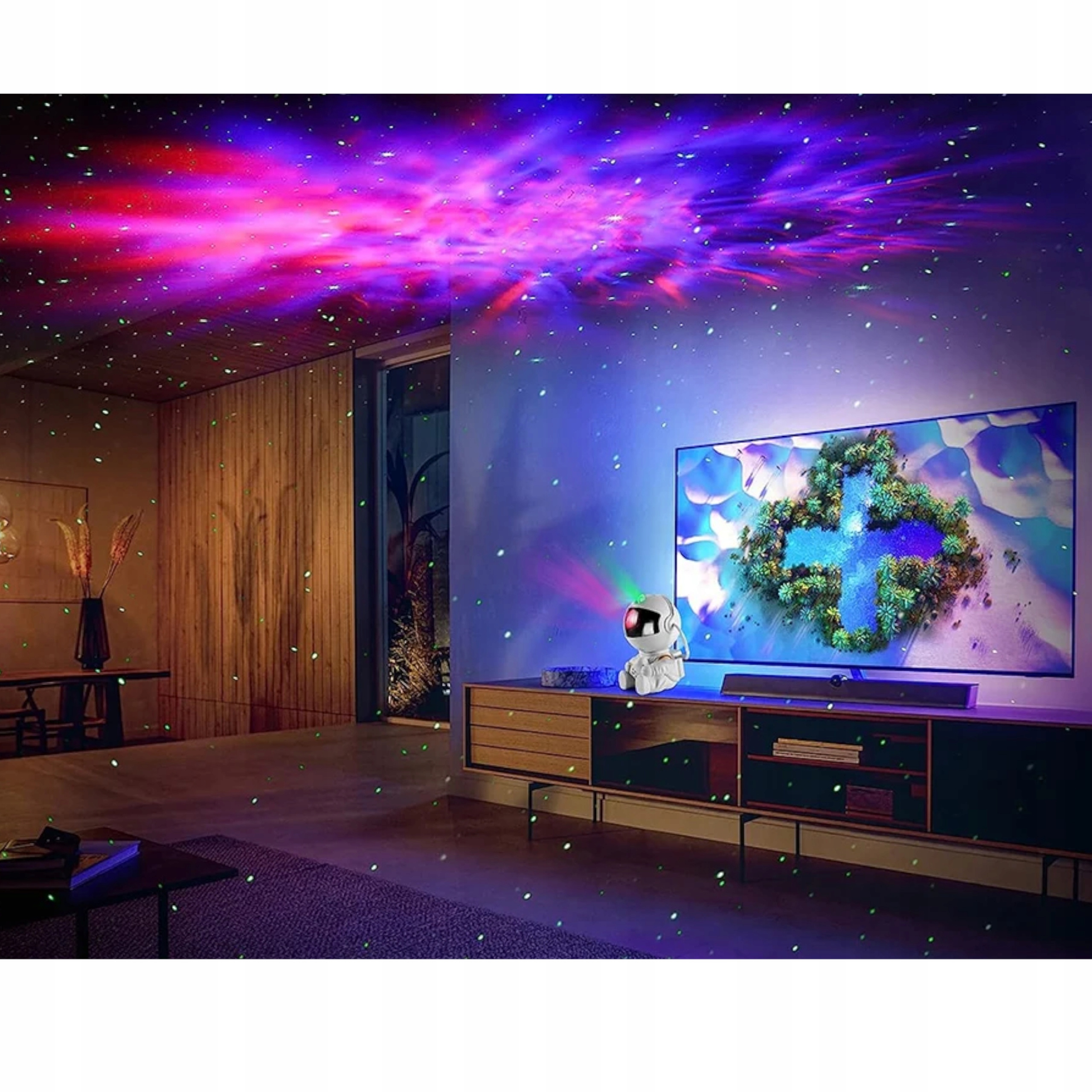 Lampka led projektor rzutnik gwiazd nieba astronauta dla dzieci pilot A2778 Materiał plastik