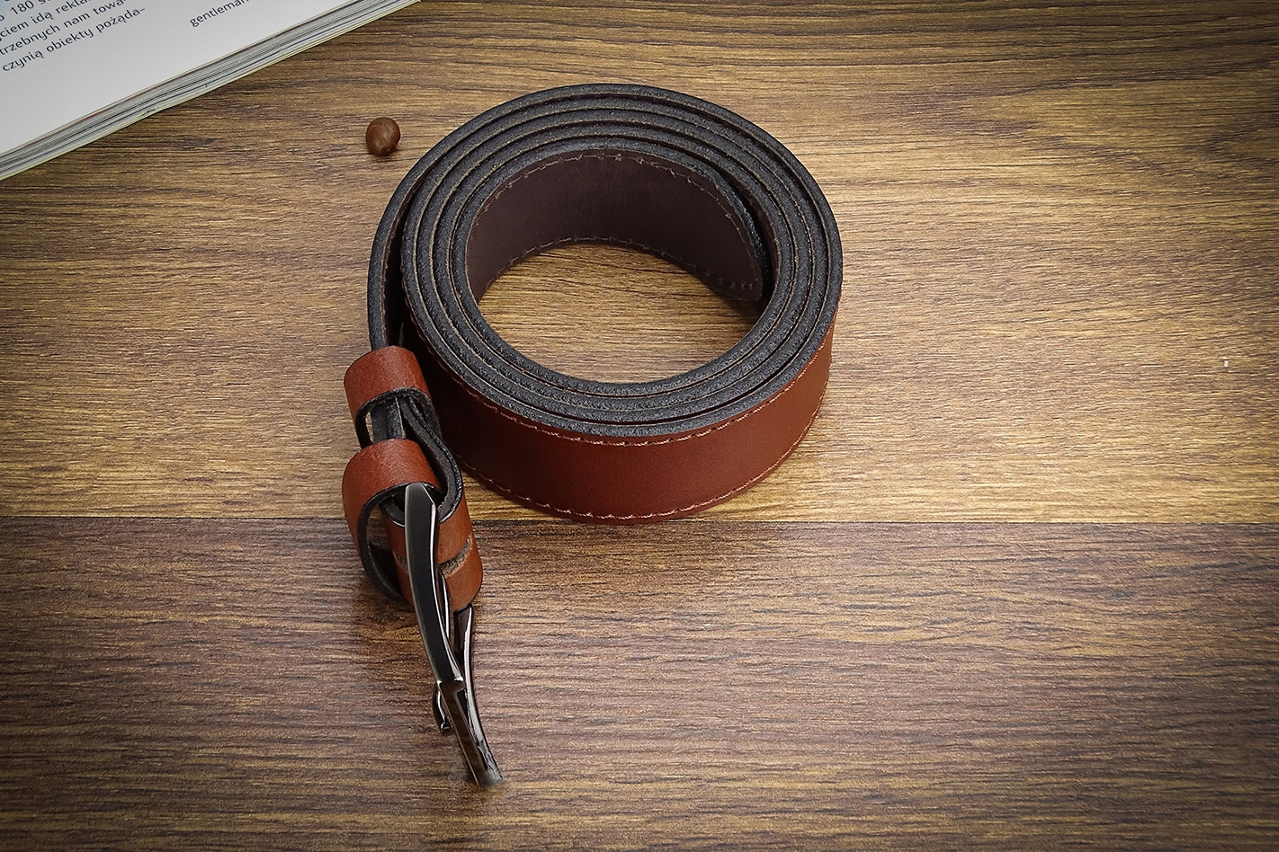 Krótki Pasek Męski Gracio Brązowy do SPODNI 100cm Długość bez klamry 100 cm