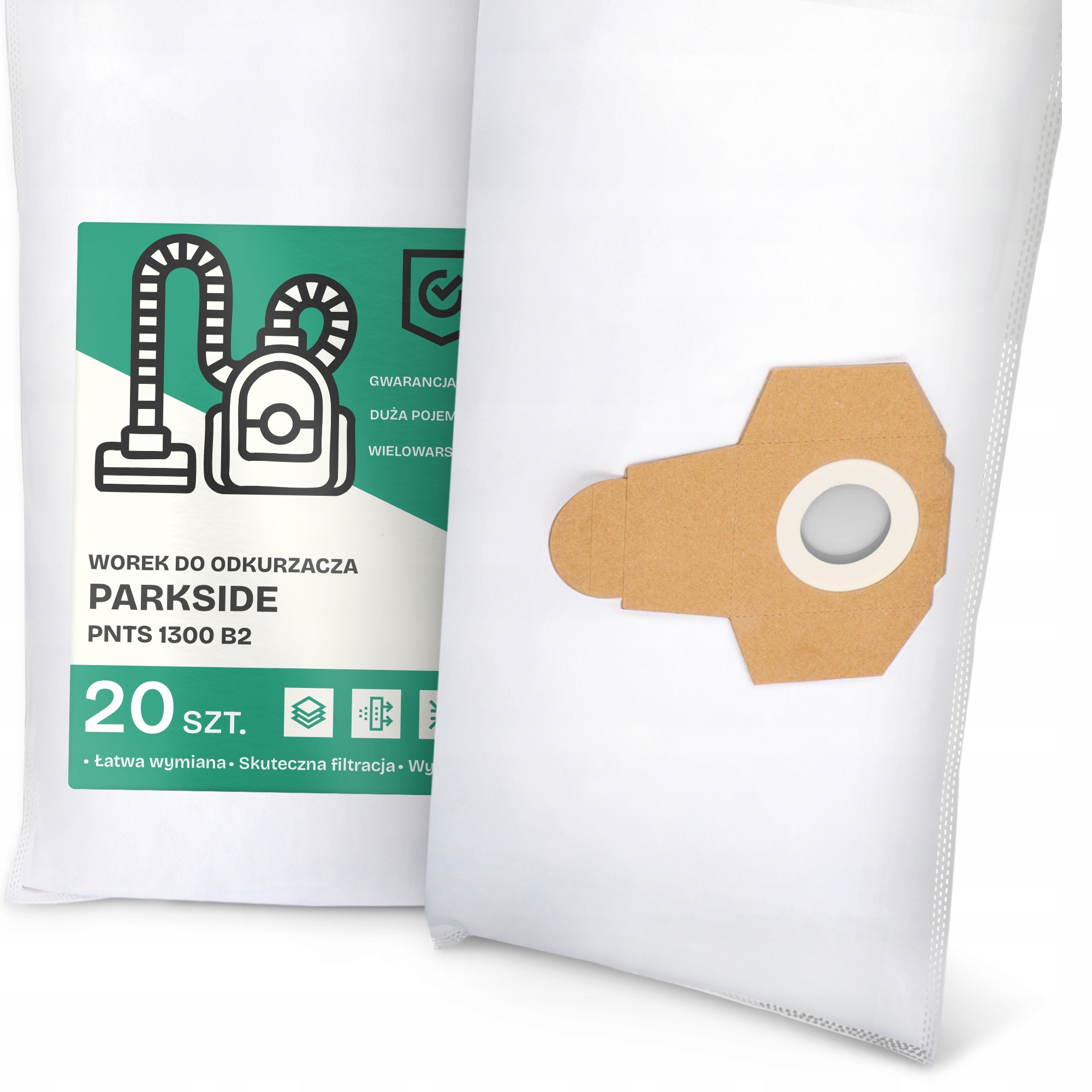 20 x Sáček Do Vysavače Parkside Pnts 1300 B2 Syntetický Textilní Velký G9