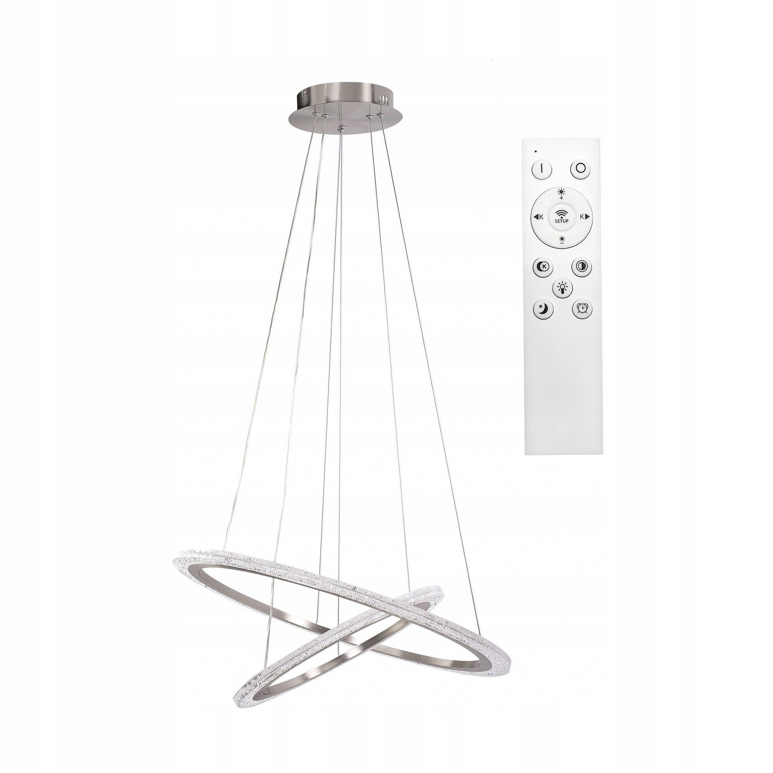 Stropná Led závesná lampa Krúžky Ring Strieborný luster 60 cm