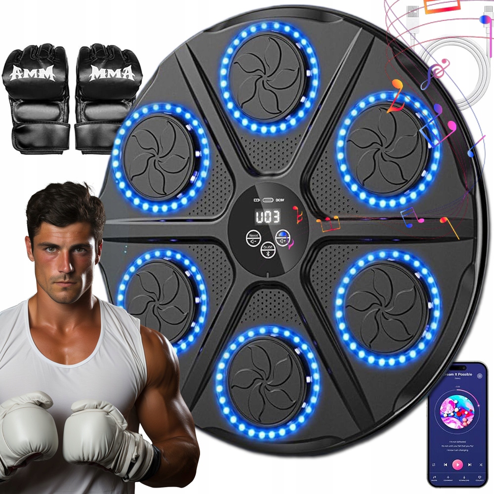 Boxerská Deska Boxerský Trenažér Pro Boxování Rukavice Bluetooth Music