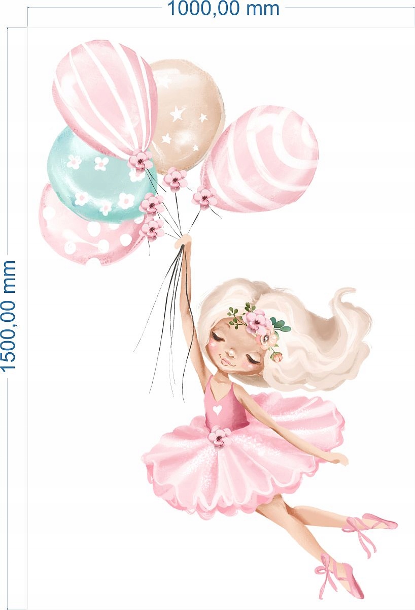 

Baletnica Pastelowe Balony Naklejka Na Ścianę 150