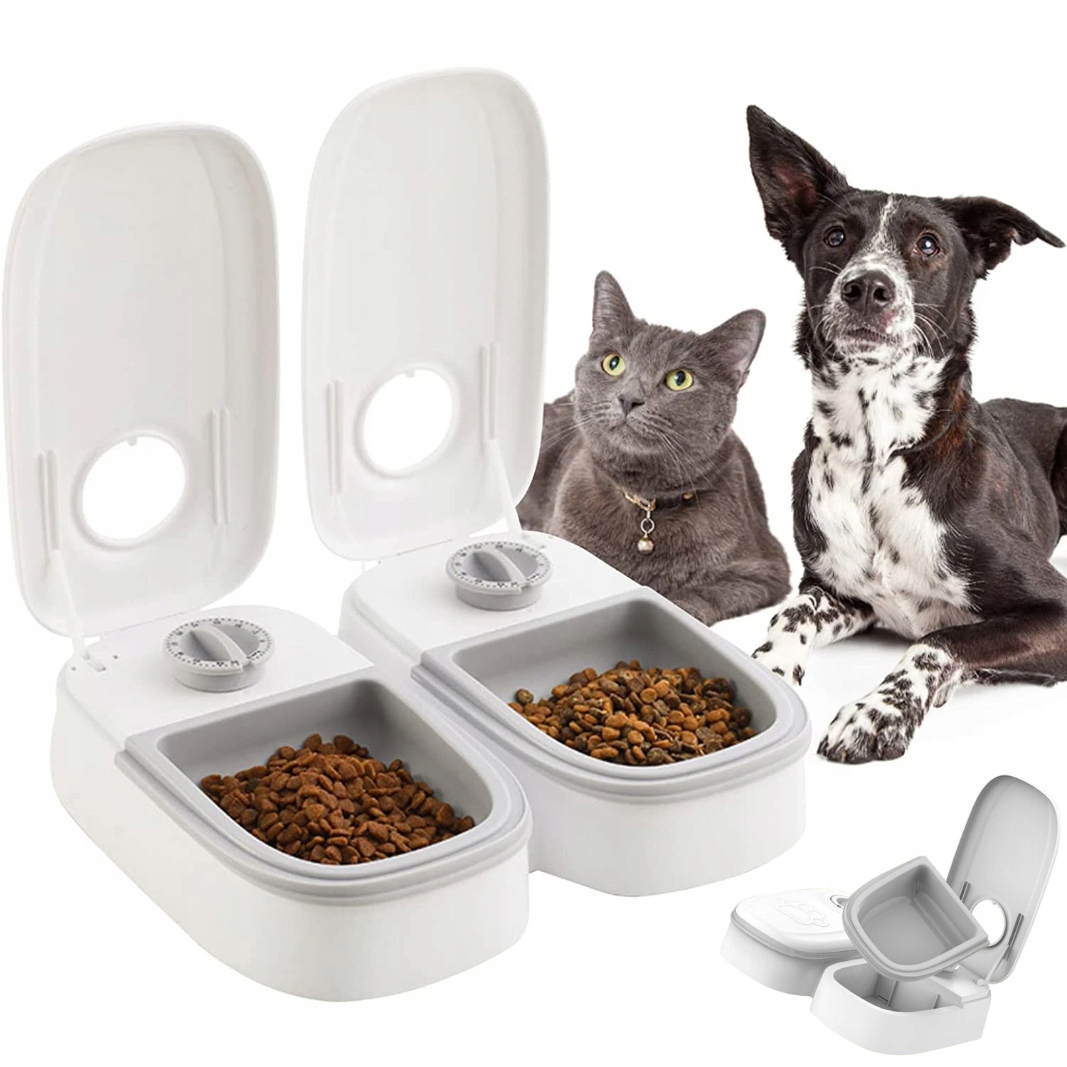 Levně Auto Na Krmení 2 Nezávislé Komory Pro Psa A Kočku Dávkovač Krmiva A Vody