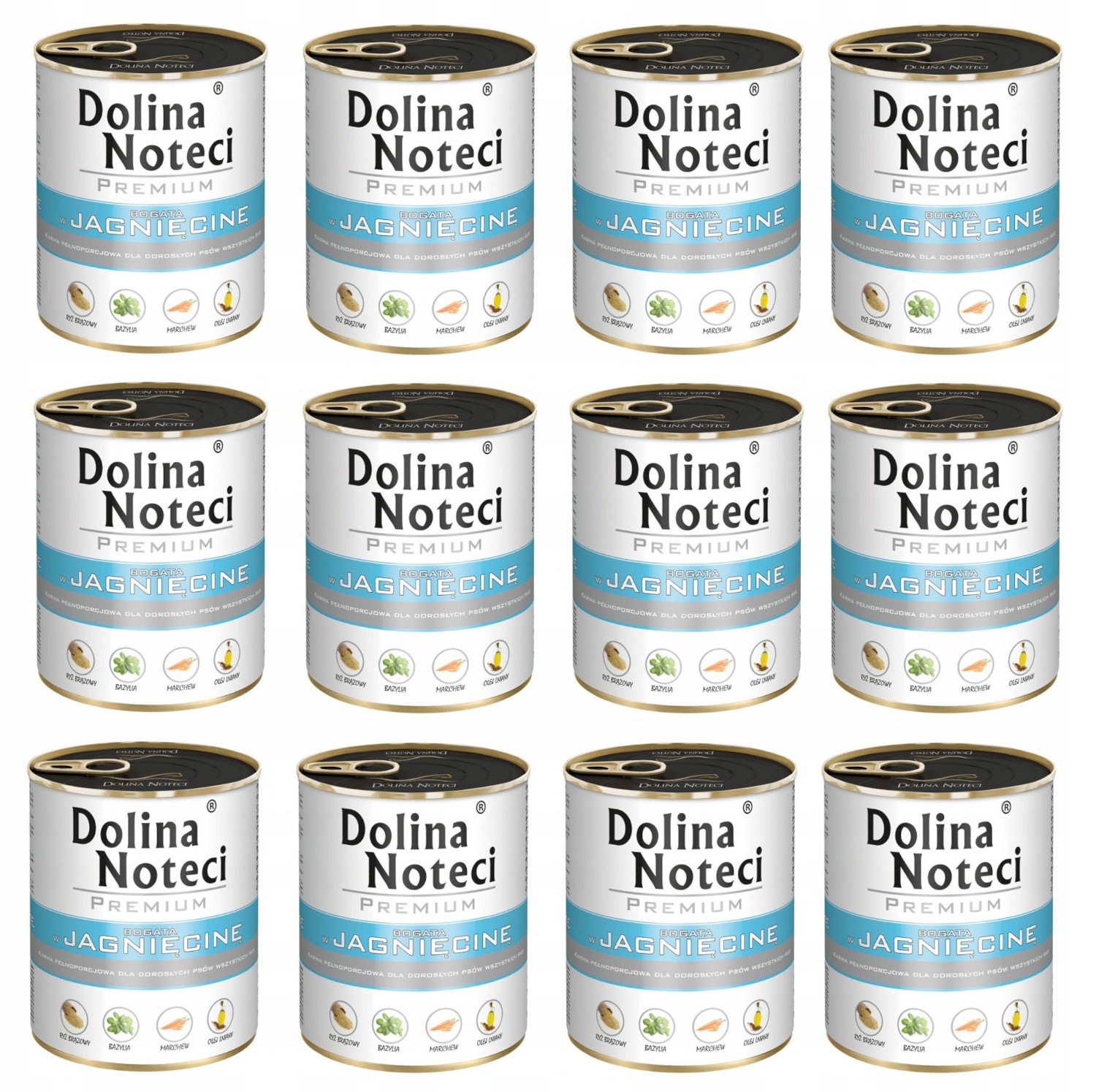 Mokra karma dla psa Dolina Noteci Premium bogata w jagnięcinę 12 x 800 g