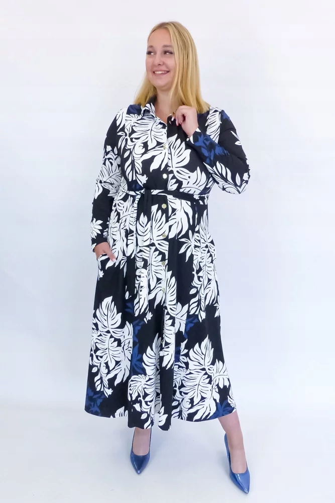 Černá rozepínací Šaty Maxi v listu 42