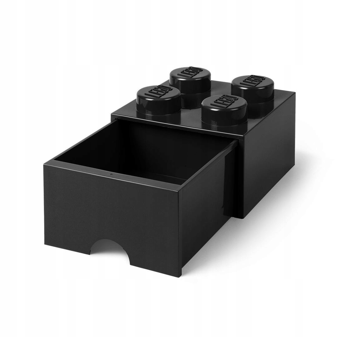 Lego(r) kontejner kostka se zásuvkou čtyř černý Nhg