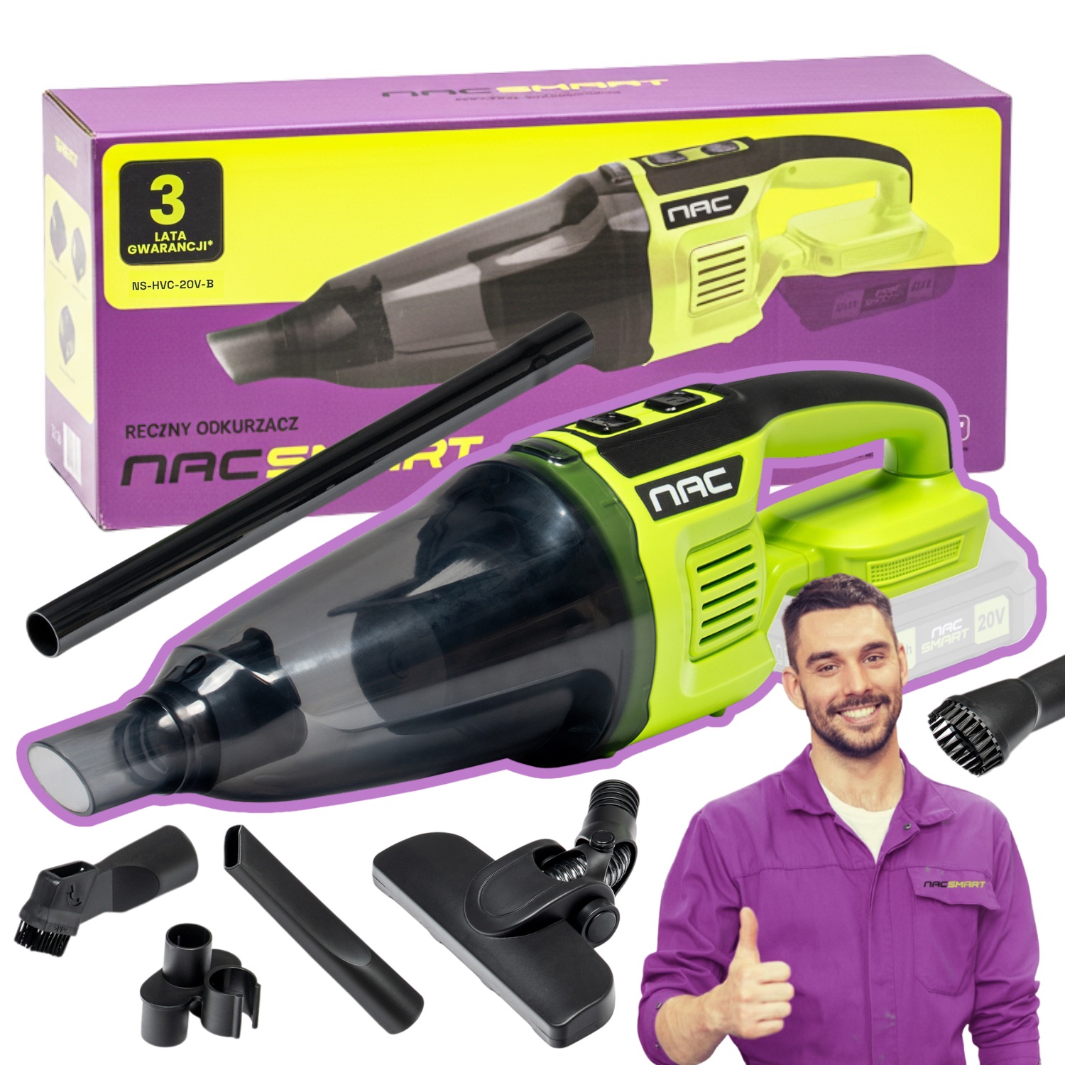 Bezdrátový ruční Vysavač do auta Nac Smart Body