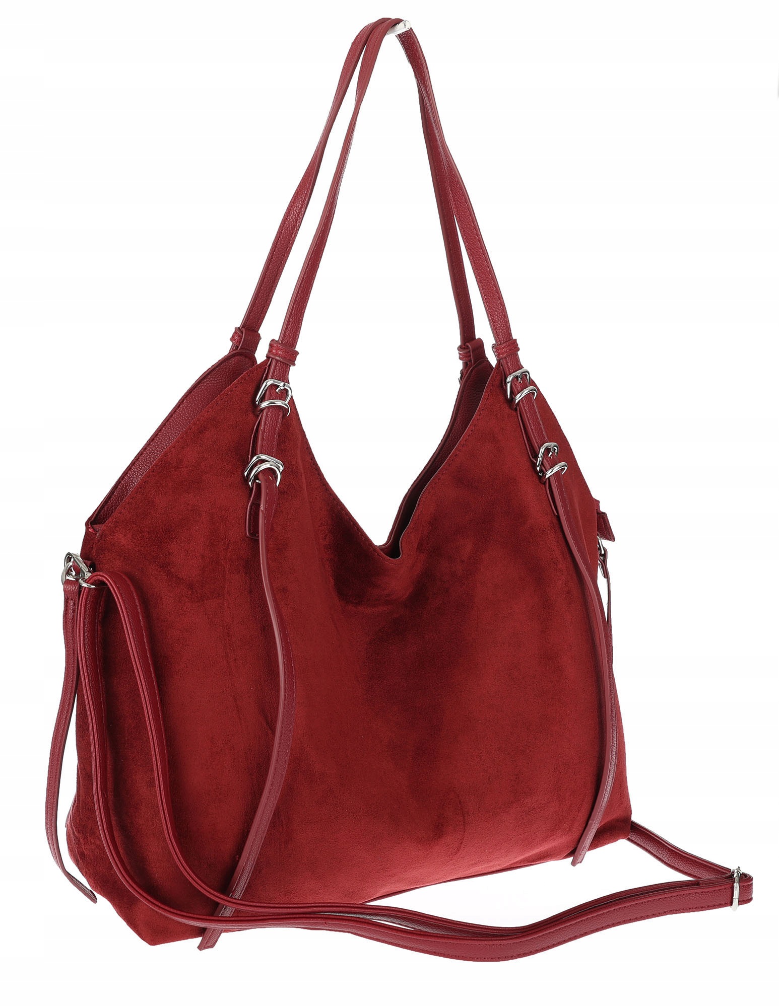 Dámská semišová kabelka shopper prostorná elegantní módní taška 638C Červená