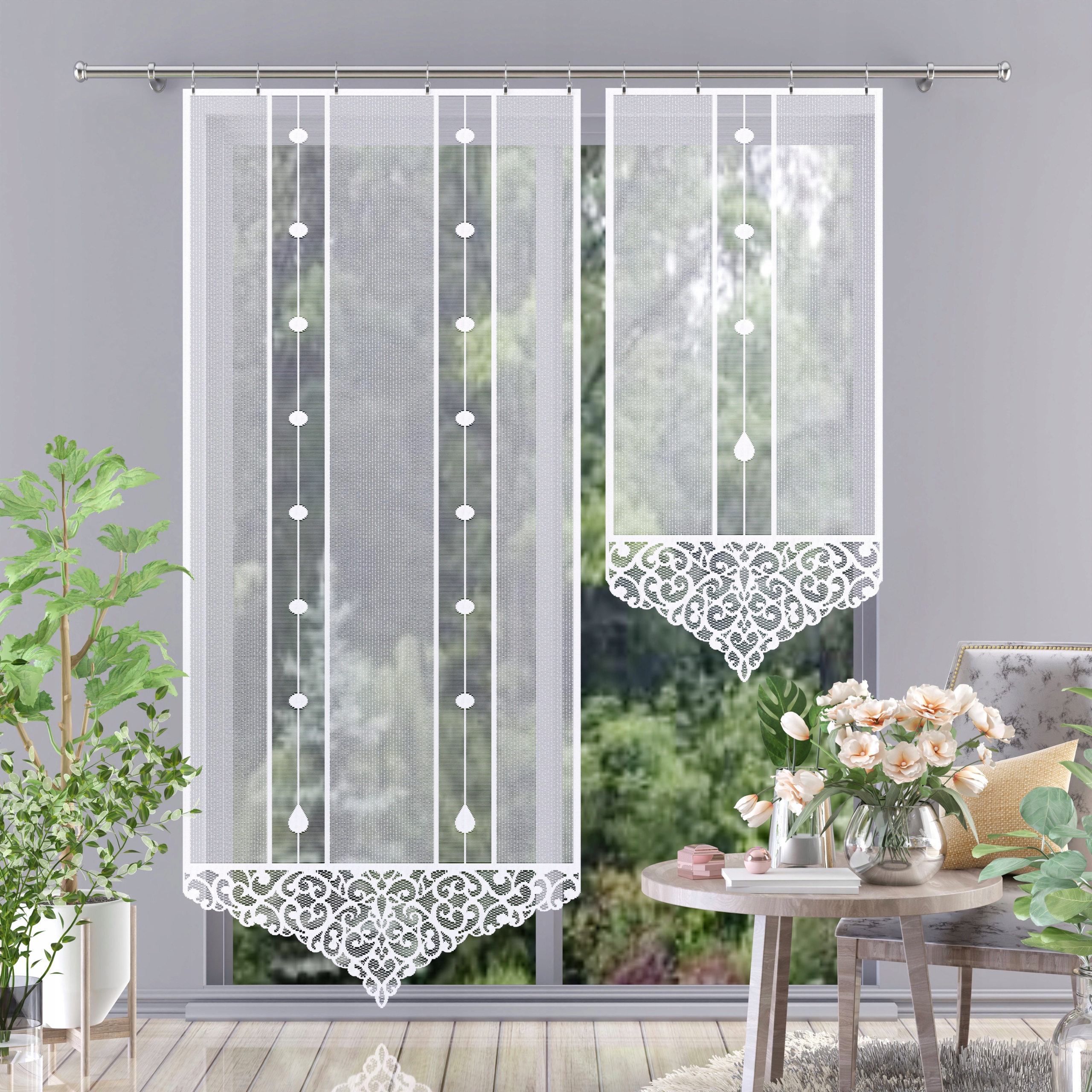 Firanka panel żakard biały gotowy 90x250cm Amir H134