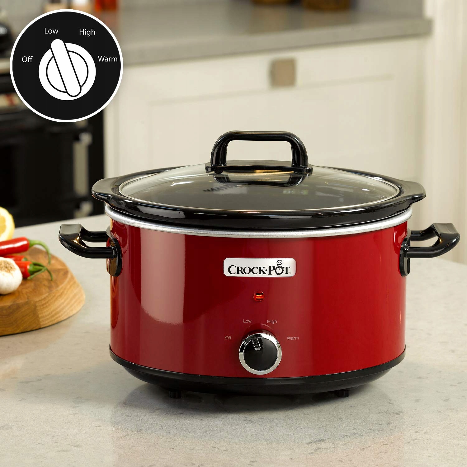 CROCK-POT Wolnowar 3,5L 2 Ustawienia Temperatury Czerwony