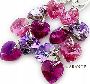 Dlouhé krystaly Náušnice Stříbro Srdce Certifikát