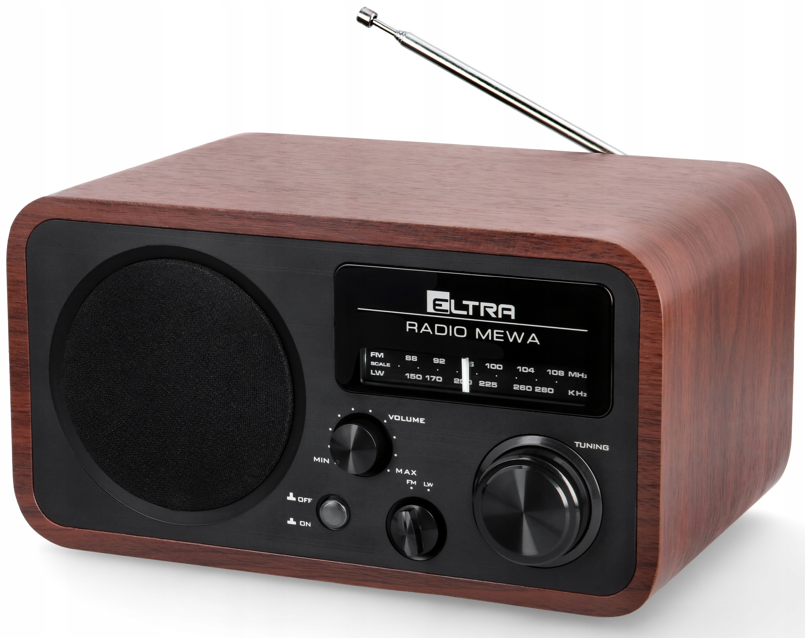 Radio Eltra Mewa drewno brąz,czarne Polskie retro kuchenne biuro