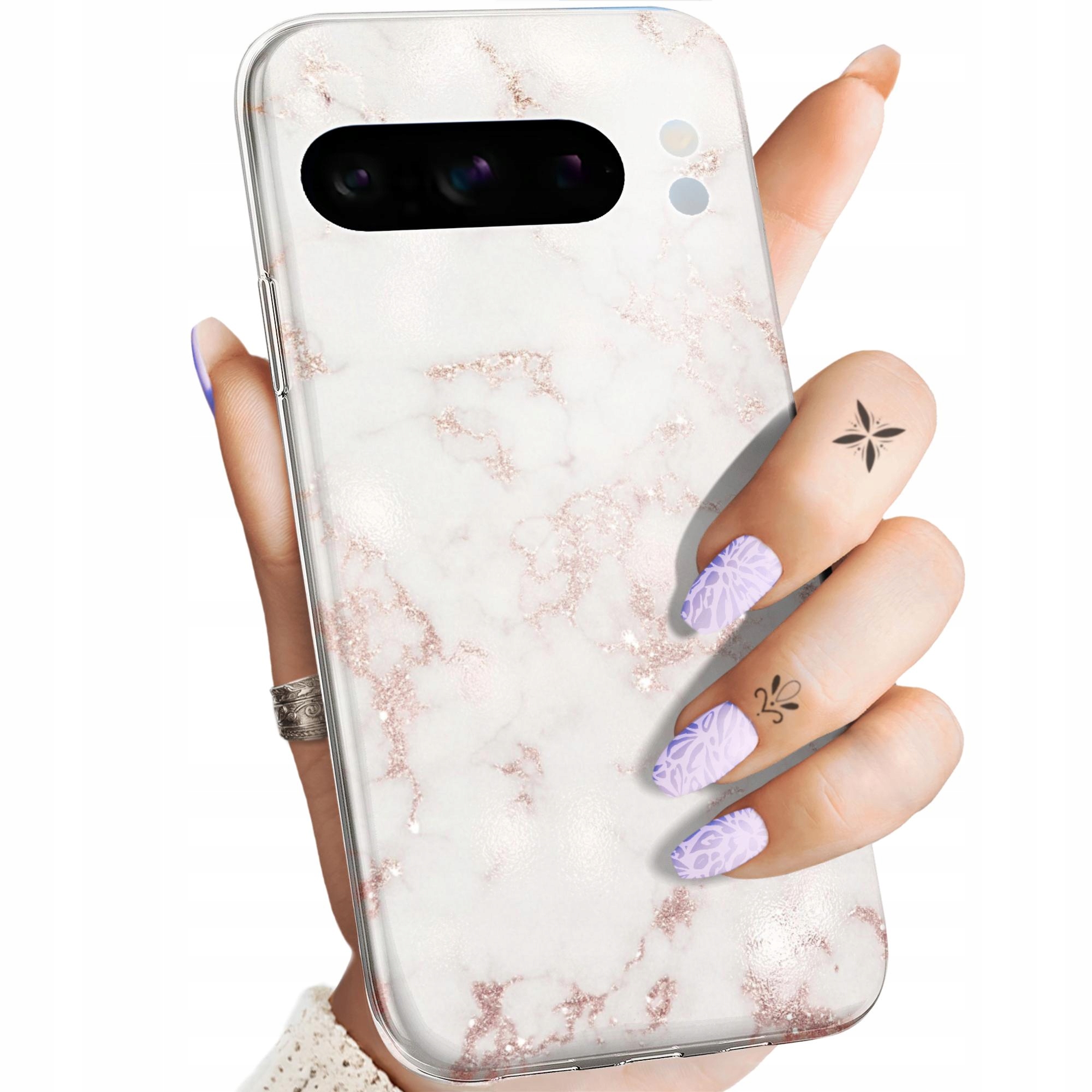 Etui Do Google Pixel 8 Pro Białe Kamień Kształty Obudowa Pokrowiec