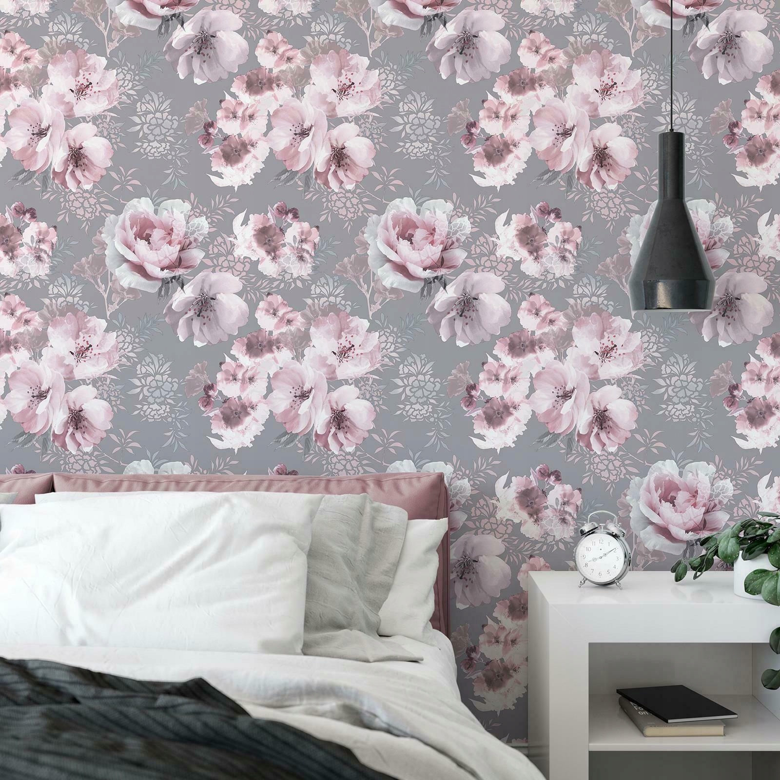 TAPETA WZÓR W KWIATY LIŚCIE RÓŻOWE PAPIEROWA Marka Muriva