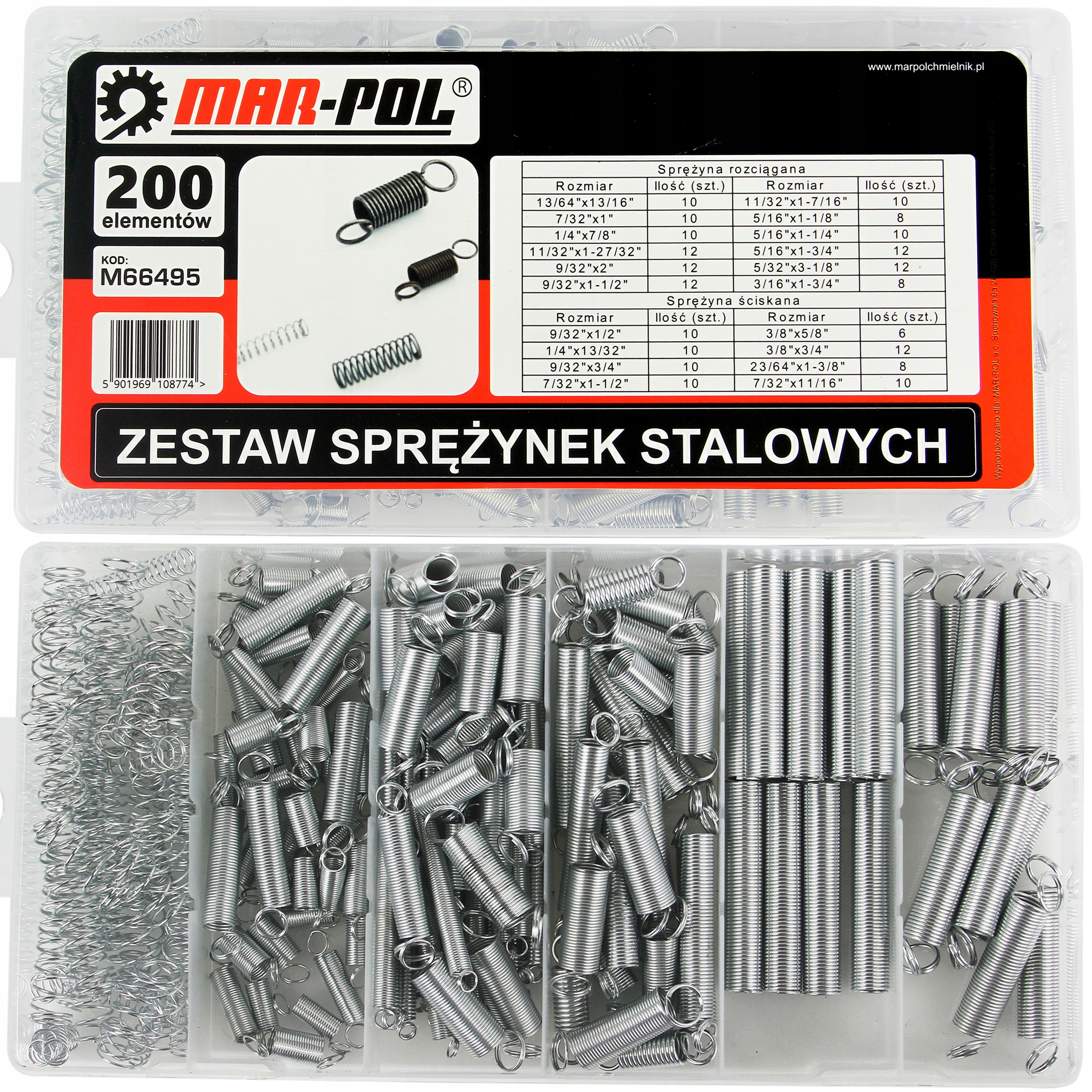 

Zestaw Sprężynek 200 Szt. Elementów Sprężyna MIX