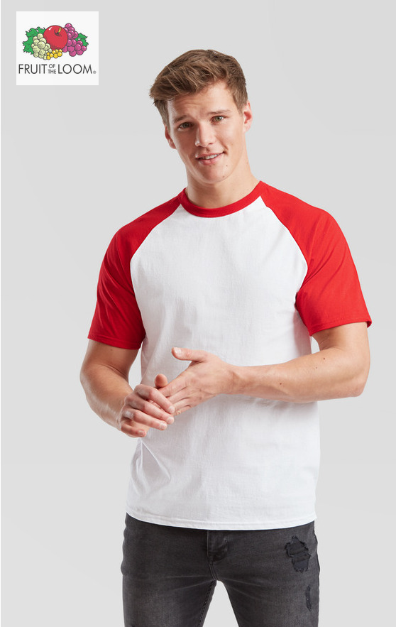 Fruit of the Loom T-Shirt Koszulka Kibica Biało Czerwona Baseball roz: L