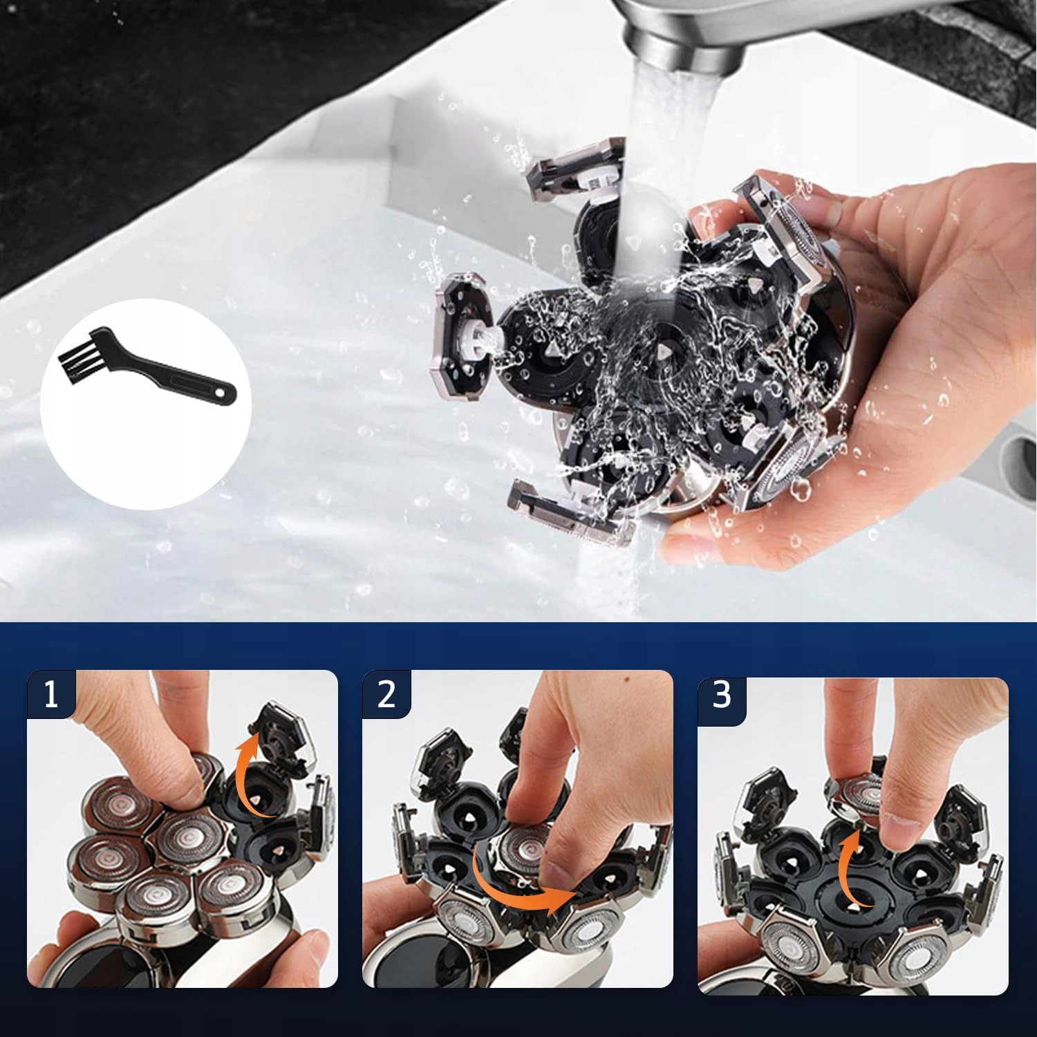 GOLARKA ELEKTRYCZNA 8 GŁOWIC PŁYWAJĄCYCH LCD MOKRO I SUCHO Czas pracy bezprzewodowej 90 min