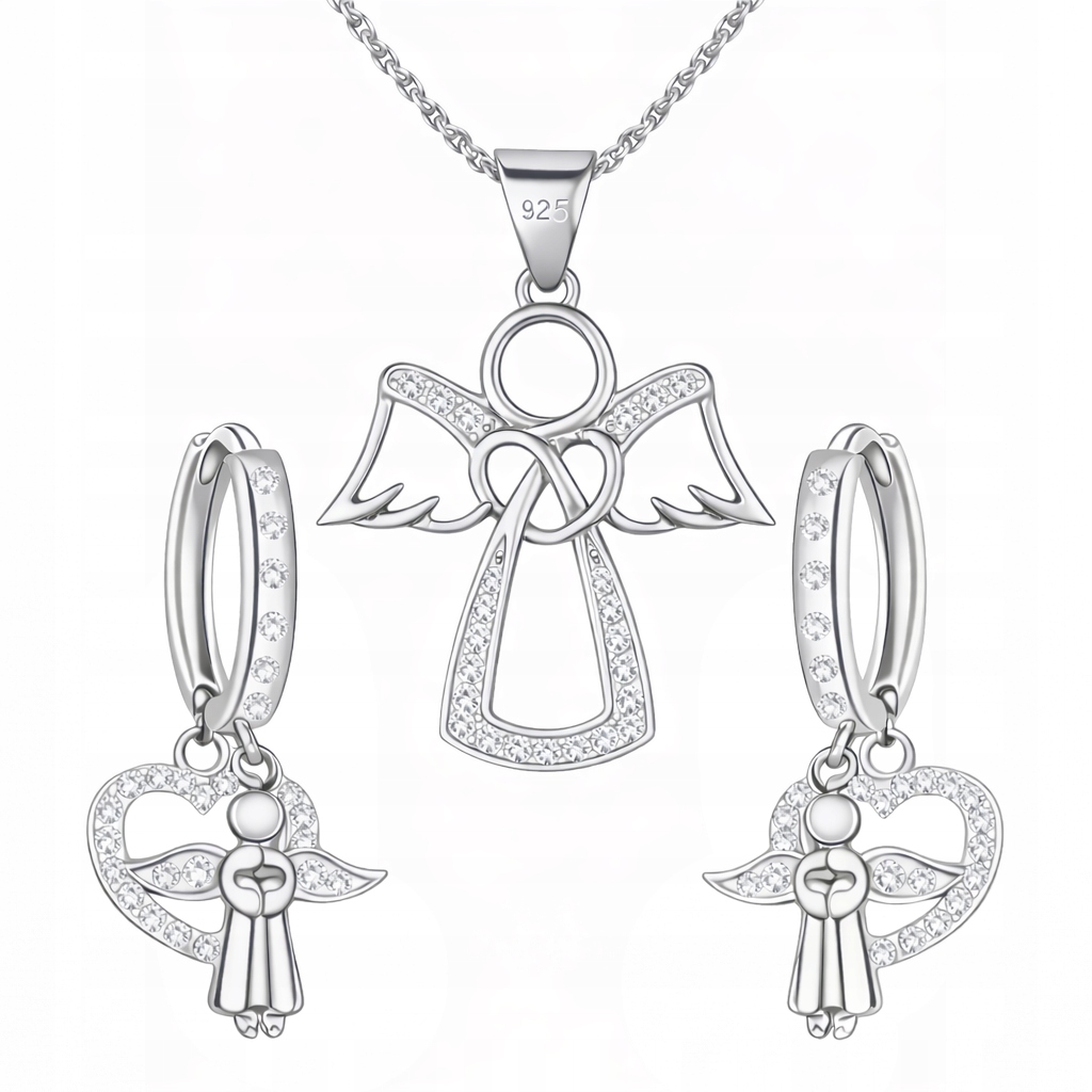 Sada stříbrných šperků andělky pro křest přijímání, stříbro 925