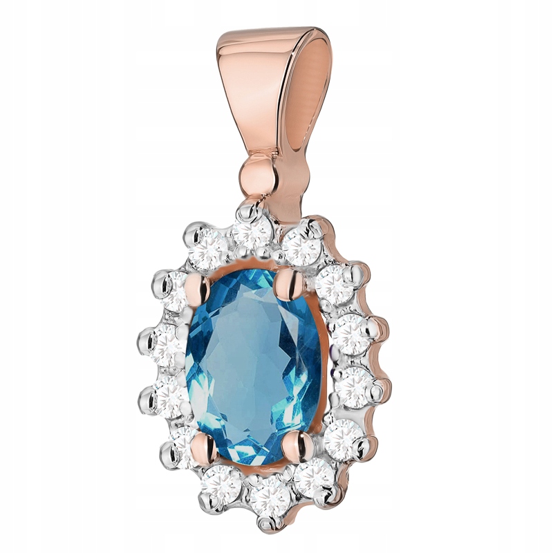 Zlatý Přívěsek Přívěsek pr. 585 Markýza s topazem 0,50 ct a brilianty 14k