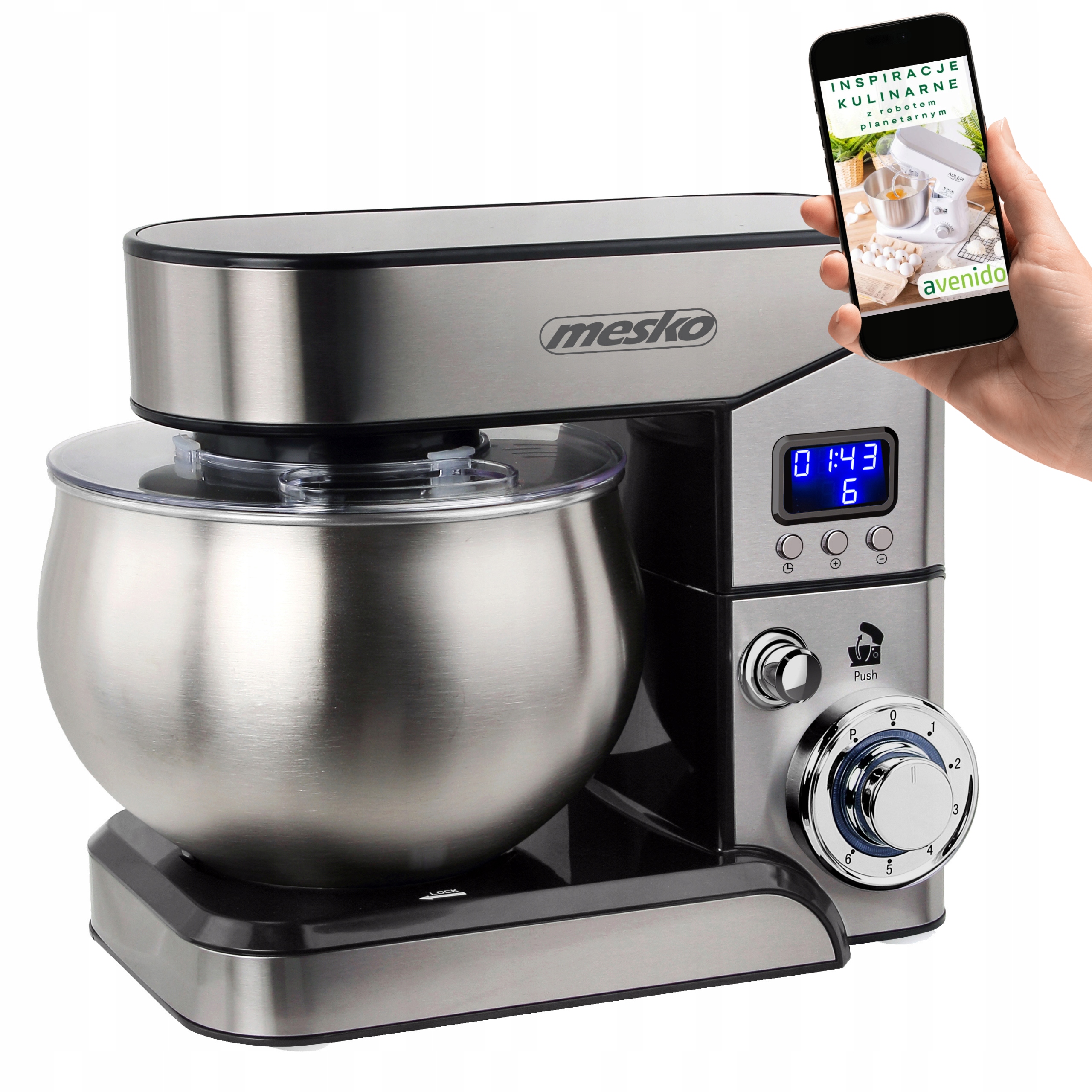 Robot Kuchenny Planetarny Agd Drobne Do Kuchni 2000W Misa 5L Hak LCD