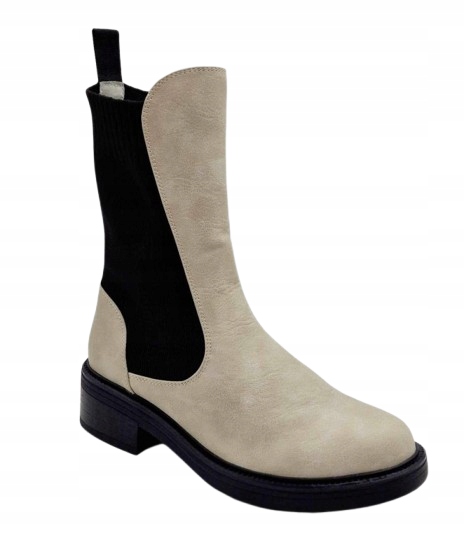 Chattawak Béžové Kotníkové Boty S Černou Vložkou Na Podpatku 41 J3E