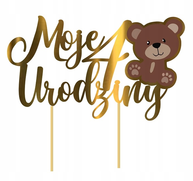 Topper na tort MOJE 4 urodziny miś