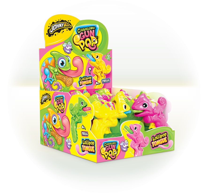 Levně Lízátko Johny Bee Kameleon 12 ks