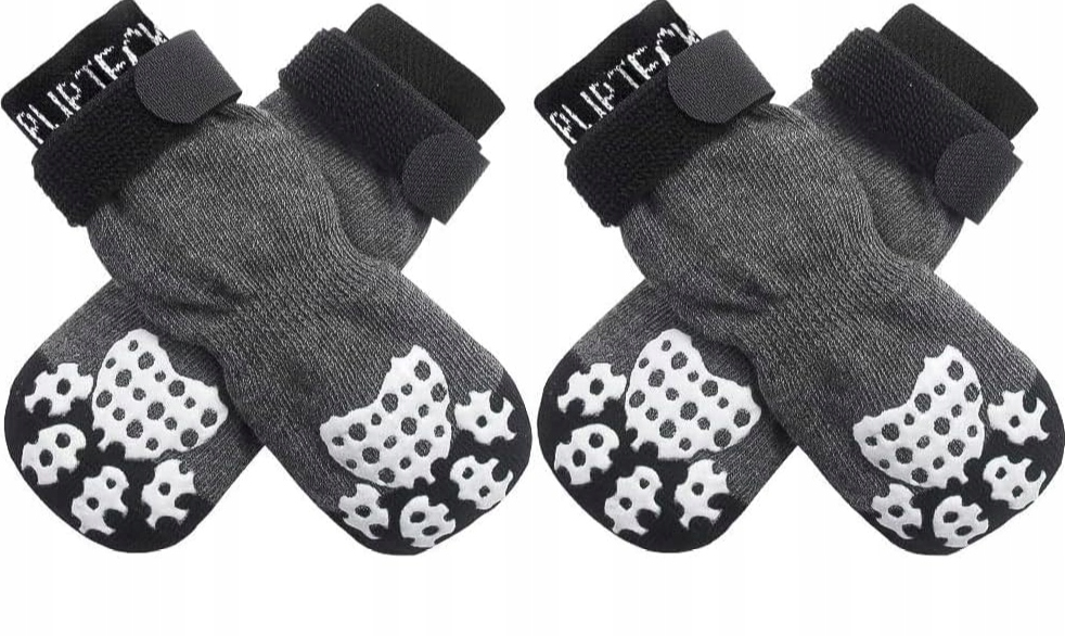 Levně 2 páry oboustranných protiskluzových ponožek pro psa s úchyty, velikost L
