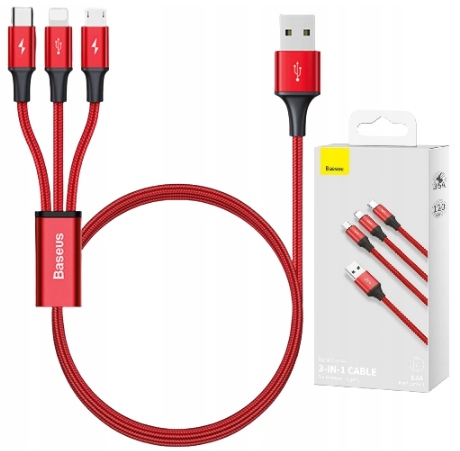 

Baseus Kabel 3W1 Usb Micro Lightning Type-c 3.5A