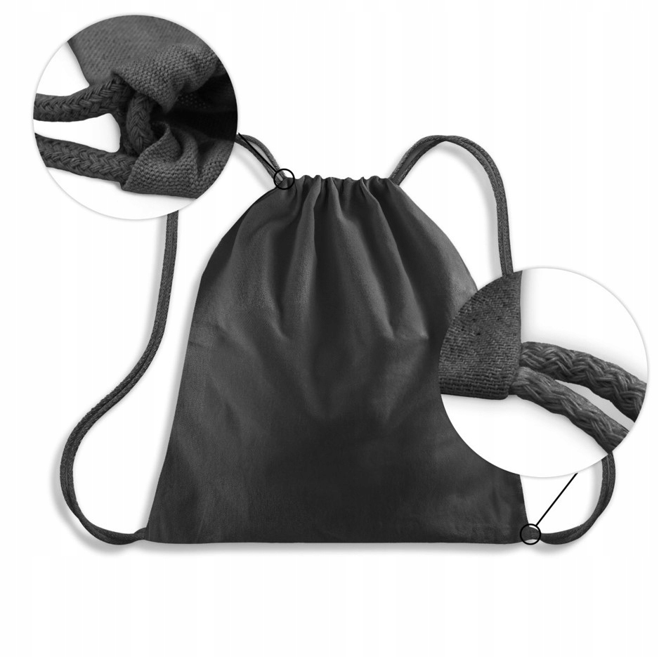 PLECAK WOREK Bawełniany CZARNY GRUBY 220g 34x40cm EKO do SZKOŁY PRZEDSZKOLA Materiał materiałowa