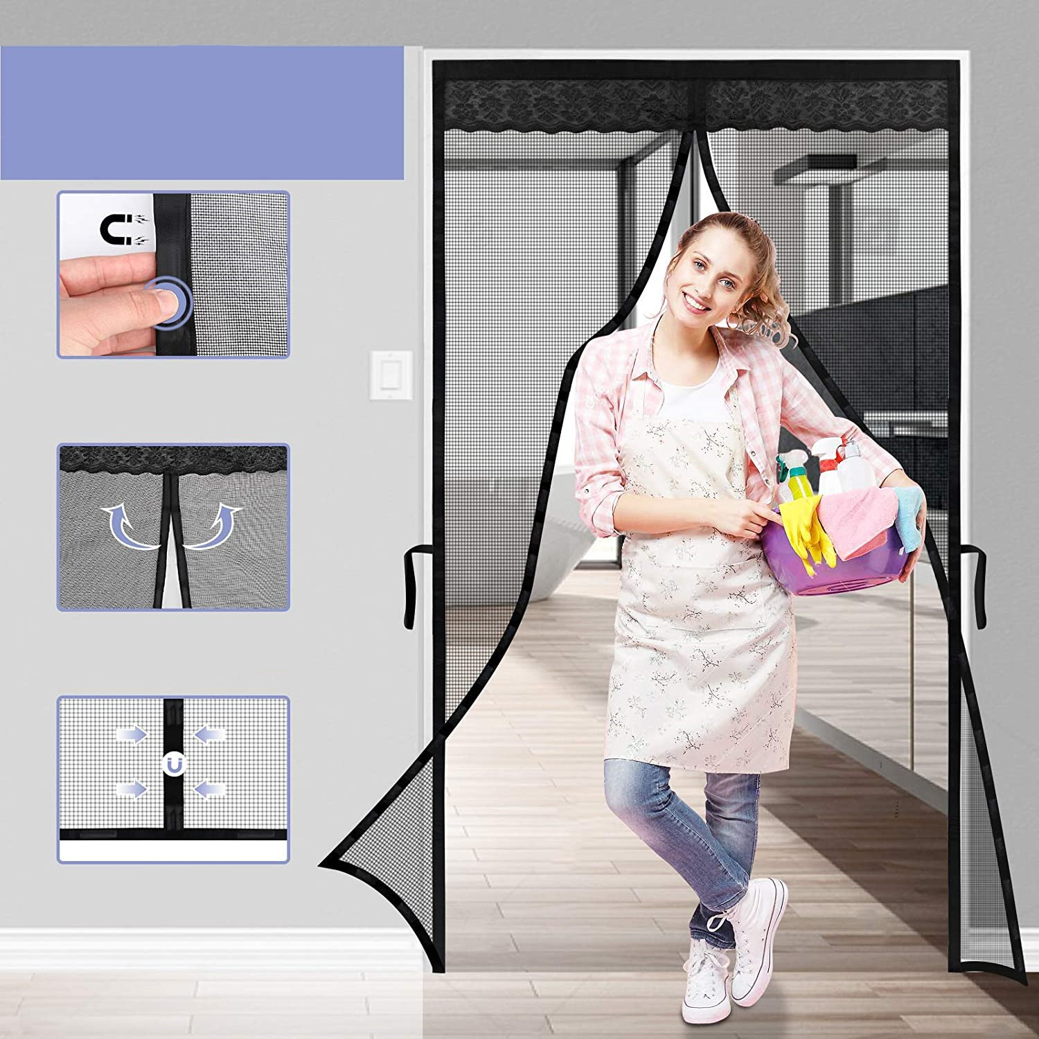 MOSKITIERA SIATKA NA DRZWI Z MAGNESEM 200x70cm Model 2654849