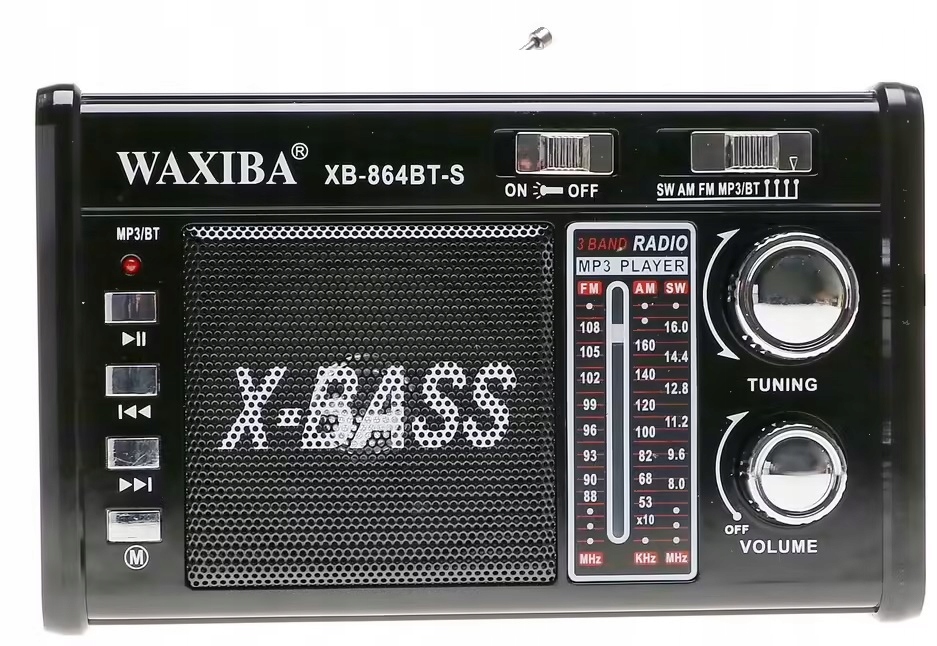 Radio FM PRZENOŚNE SOLARNE Głośnik Latarka Bluetooth BLACK Model 05700