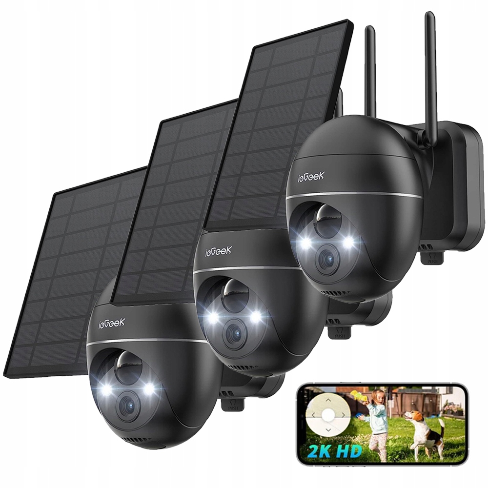 3 polohy Solární Wifi Kamera 3MPX Venkovní Otočná Ip Bezdrátová Ptz