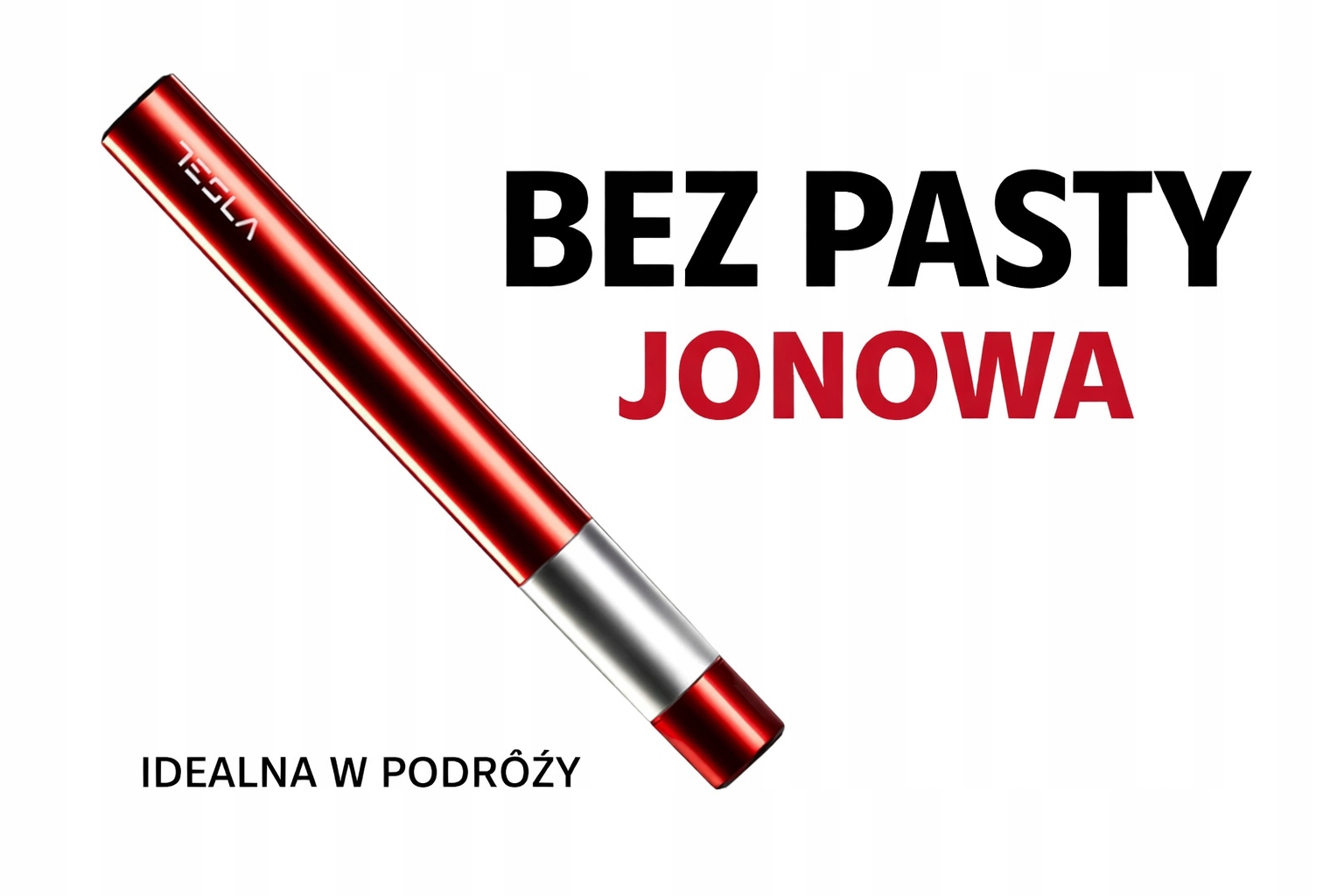 Szczoteczka soniczna Jonowa Tesla Travel Red podróżna bez pasty