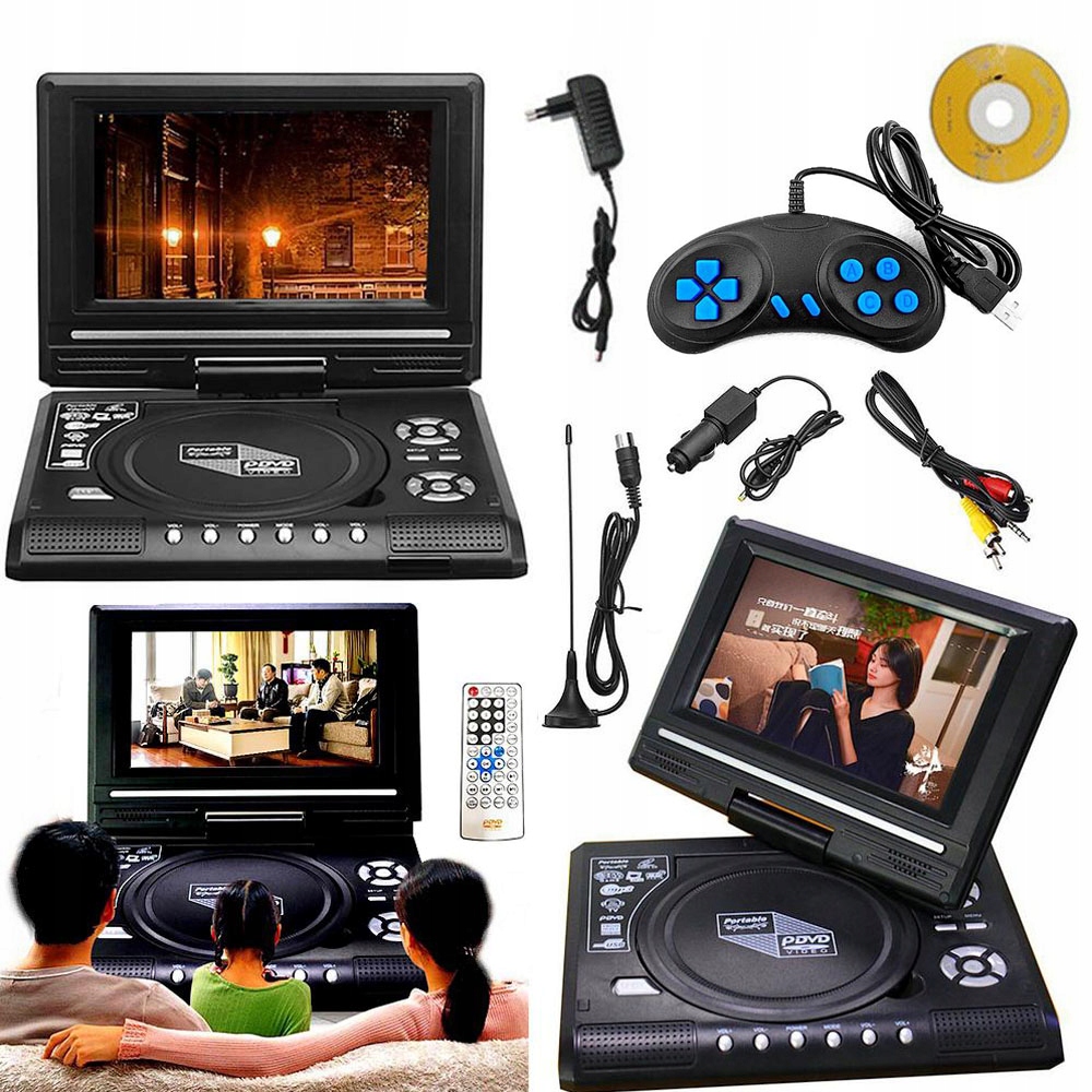 Přenosný Přehrávač DVD Obrazovka Do Auta 7,8" Usb Sd Tv Fm Video Hry